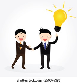 Businessman shaking hands and presenting idea
