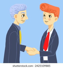 Businessman shaking hands and smiling