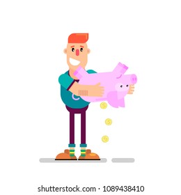 Businessman shaking money