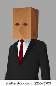 Businessman Shame Hiding Impostor vector illustration.