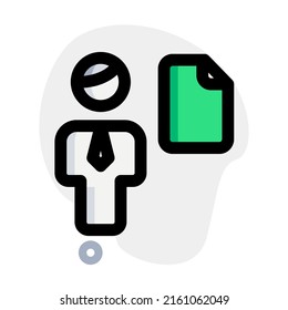 businessman sharing a single file on an online server