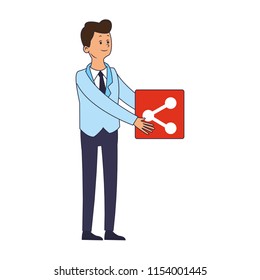 Businessman with sharing symbol