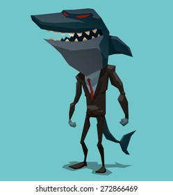 Businessman shark, vector