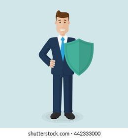Businessman with a shield