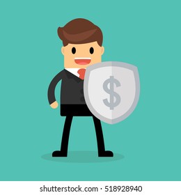 Businessman with shield