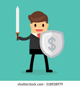 Businessman with shield