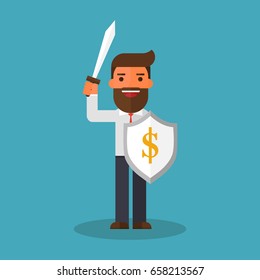Businessman with shield