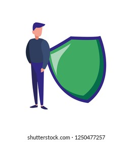 businessman shield protection
