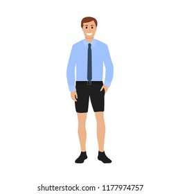 Businessman in shirt with tie and shorts