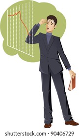 Businessman is shocked about the graph