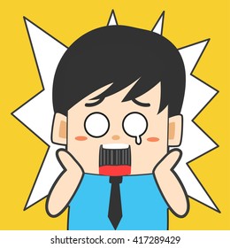 Businessman are shocked, cute character with flat design.