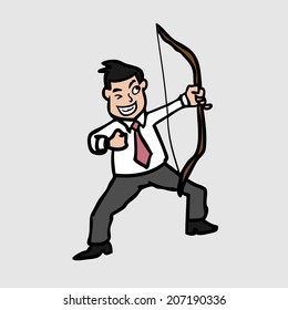 Businessman shoot archer without arrow