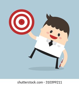 Businessman shoot target, flat design