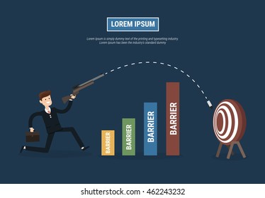 Businessman shoot target. success concept.