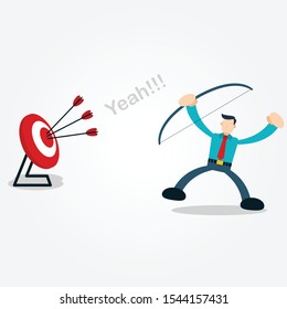 Businessman Shoot a Target using Archery
