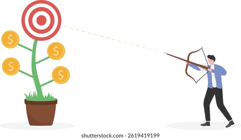 A businessman shooting an arrow into the middle of a goal means a successful business.

