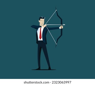 Businessman Shooting Arrow, vector concept illustration.