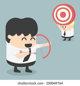 Businessman shooting target with a bow.eps.10