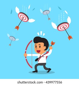Businessman shooting targets with a bow and arrows