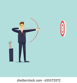 Businessman shoots an onion. Flat vector illustration in cartoon style.