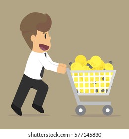 businessman shopping bulbs idea. vector
