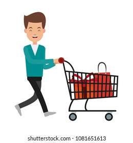 Businessman with shopping cart