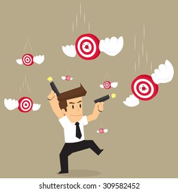 businessman shot target flying. Precisely. vector