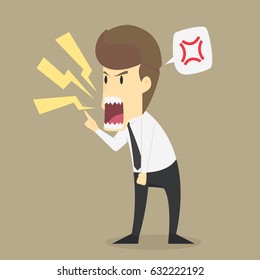 businessman shouting angrily. vector