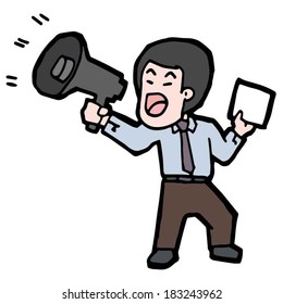 businessman shouting via megaphone