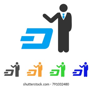 Businessman Show Dash icon. Vector illustration style is a flat iconic businessman show dash symbol with grey, green, blue, yellow color variants. Designed for web and software interfaces.