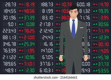 Businessman show global stock achievements 