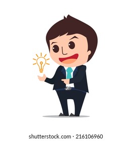 businessman show idea flat design cartoon eps 10 vector