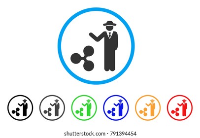 Businessman Show Ripple rounded icon. Style is a flat grey symbol inside light blue circle with bonus colored versions. Businessman Show Ripple vector designed for web and software interfaces.
