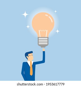 Businessman show their ideas to create works, Vector illustration in flat style