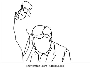 Businessman show thumbs down- continuous line drawing