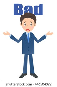 Businessman showing the Bad, male company employee of illustration material