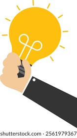 Businessman showing brilliant ideas, Vector illustration design concept in flat style

