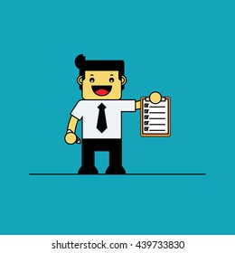 Businessman showing checklist.