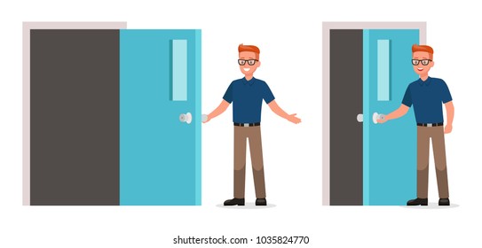 Businessman showing different gestures character vector design.