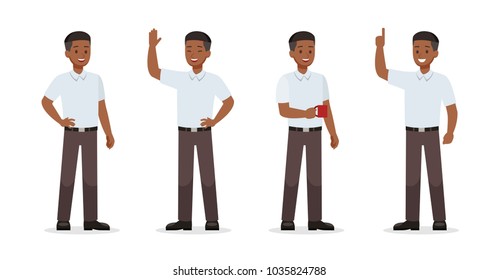 Businessman showing different gestures character vector design.