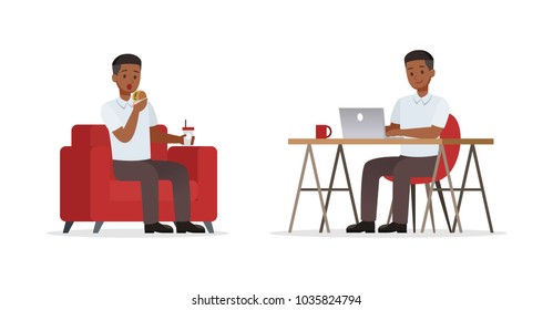 Businessman showing different gestures character vector design.