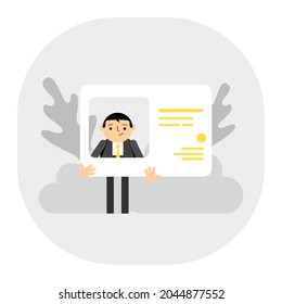 businessman showing employee card vector