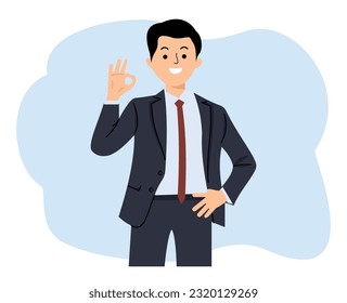 businessman showing gesture ok gesture sign
