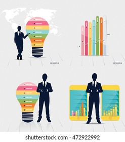 Businessman showing graph. Vector illustration