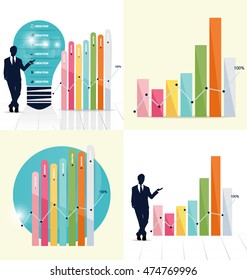 Empresario mostrando el gráfico. Ilustración del vector