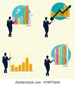 Empresario mostrando el gráfico. Ilustración del vector