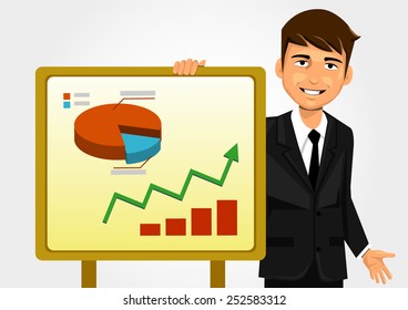 Businessman showing graphs