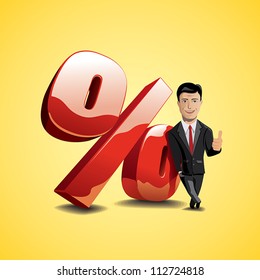 businessman showing growth of profit