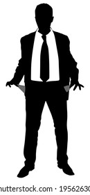 businessman showing his empty pockets, vector