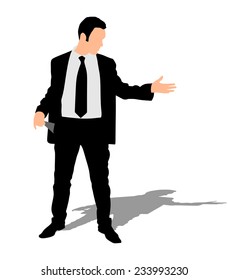 businessman showing his empty pockets, vector 